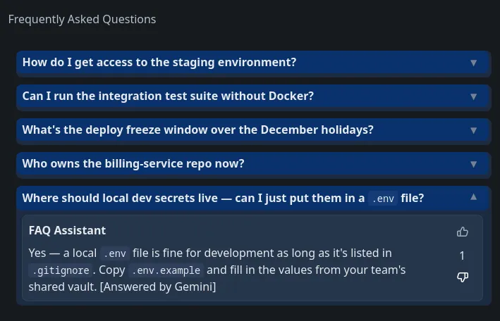 Confluence/Rovo Answer Your Questions screenshot